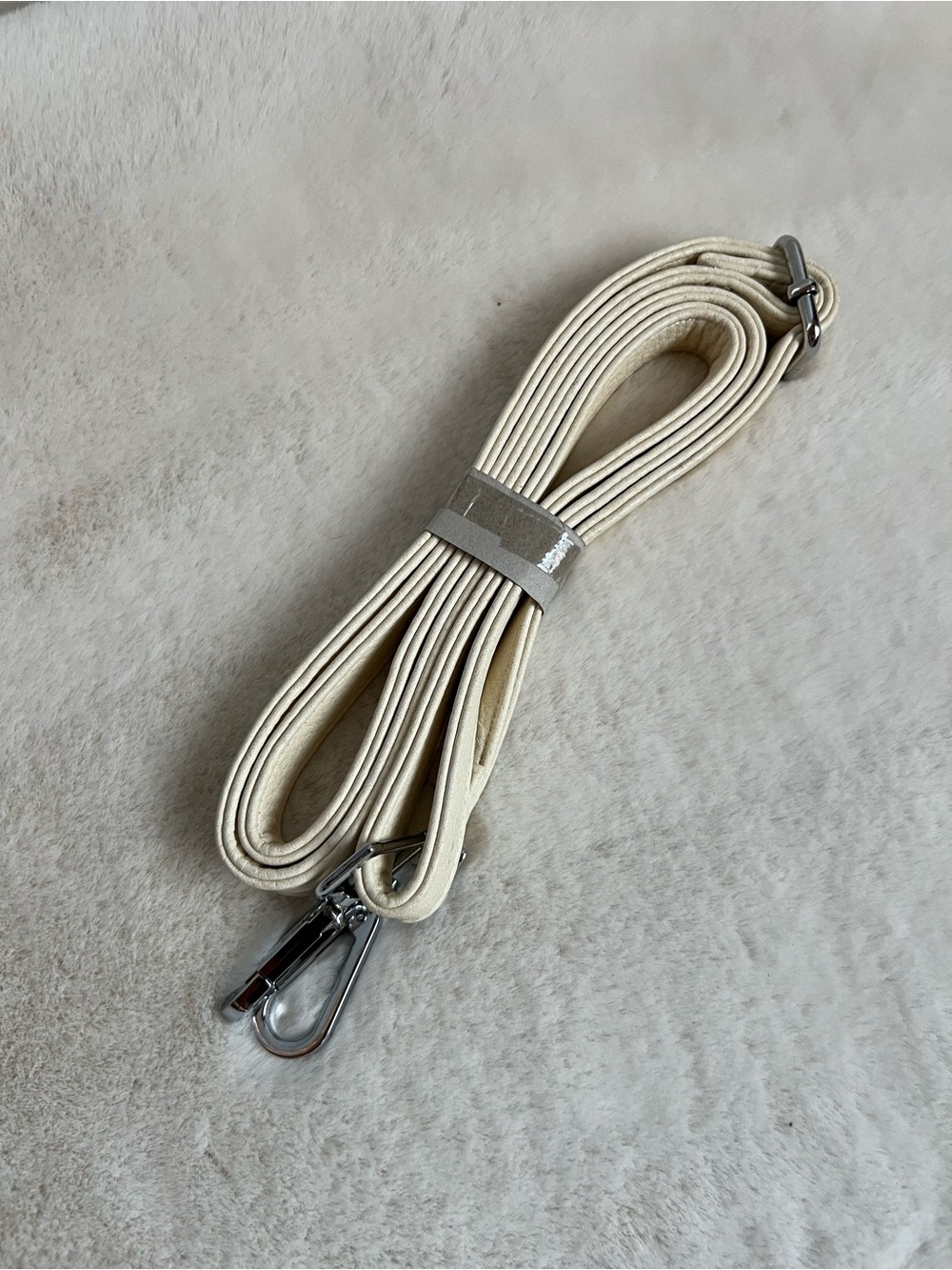 White Leather Crossbody Bag Strap Adjustable Silver Hardware Replacement Purse